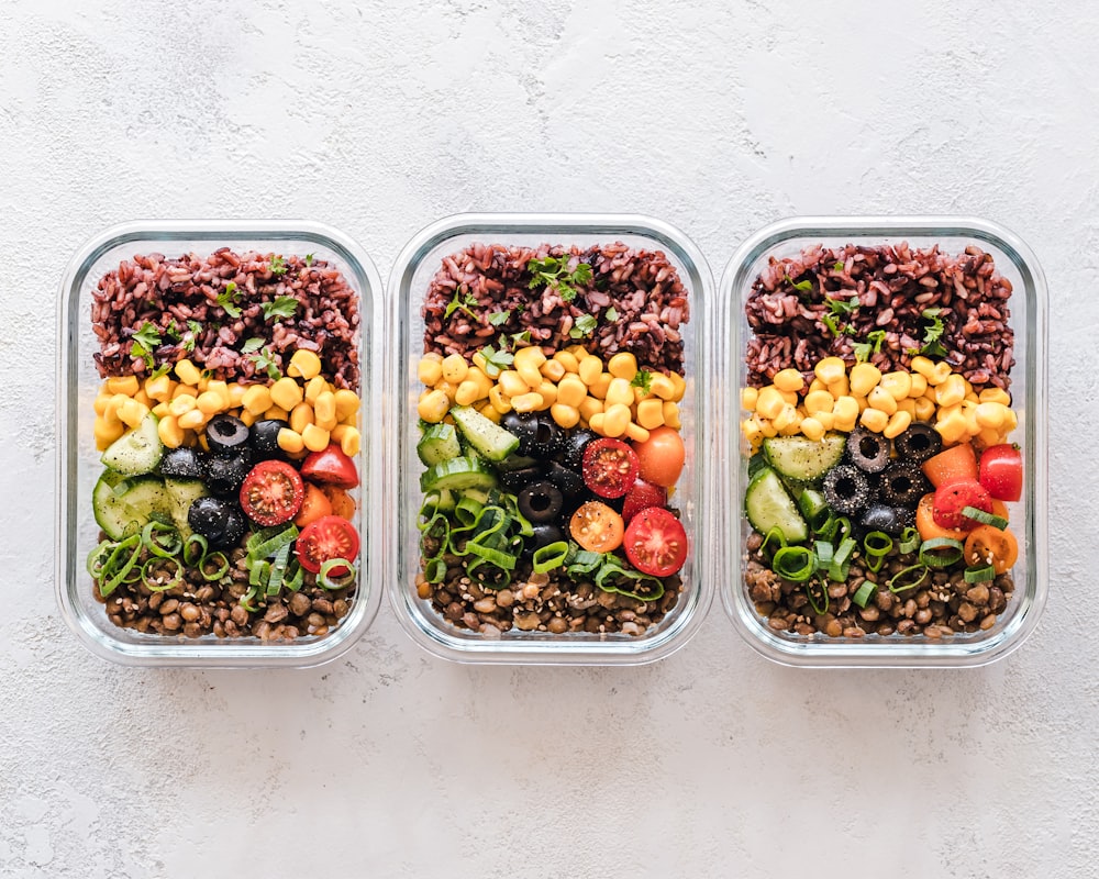 Protein sources including fish, eggs, and legumes